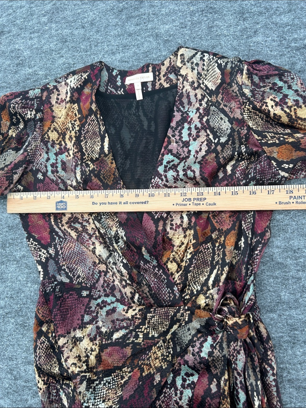 Rebecca Taylor Burgundy Rust Snake-Print Wrap Midi Dress Size 2 - Picture 11 of 15